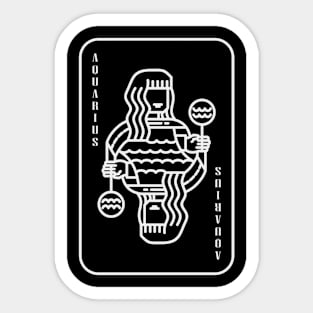 Aquarius Zodiac horoscope line art playing card style Sticker